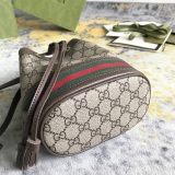 Gucci Classic Embossed Logo Canvas Leather Bucket Bag Handbag Crossbody Bag Size: 19x15.5x9CM