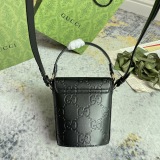 Gucci Classic Embossed GG Flip Mini Bucket Bag Handbag Size: 12.5x15.5x3CM