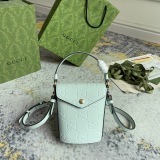 Gucci Classic Embossed GG Flip Mini Bucket Bag Handbag Size: 12.5x15.5x3CM