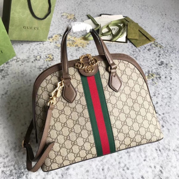 Gucci Classic Logo Striped Ribbon Shell Bag Single Shoulder Crossbody Bag Size: 34x27.5x15CM