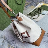 Gucci Classic Logo Printed Drawstring Canvas Bucket Bag Diagonal Shoulder Bag Size: 22.5x31x15CM