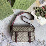 Gucci Classic GG Ribbon Canvas Splice Leather Postman Bag Single Shoulder Crossbody Bag Size: 27x20x10CM