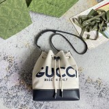 Gucci Classic Logo Printed Drawstring Canvas Bucket Bag Diagonal Shoulder Bag Size: 22.5x31x15CM