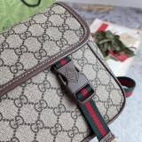 Gucci Classic GG Ribbon Canvas Splice Leather Postman Bag Single Shoulder Crossbody Bag Size: 27x20x10CM