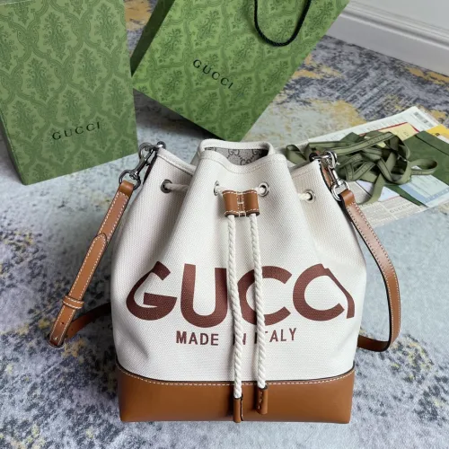 Gucci Classic Logo Printed Drawstring Canvas Bucket Bag Diagonal Shoulder Bag Size: 22.5x31x15CM