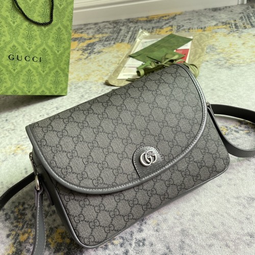 Gucci Classic Logo Printed Flip Cover Postman Bag Single Shoulder Crossbody Bag Size: 27x20x7CM