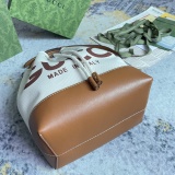 Gucci Classic Logo Printed Drawstring Canvas Bucket Bag Diagonal Shoulder Bag Size: 22.5x31x15CM