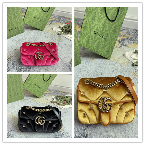 Gucci Marmont Retro GG Flip Velvet Cross Shoulder Bag Chain Bag Size: 23x14x6CM