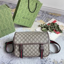 Gucci Classic GG Ribbon Canvas Splice Leather Postman Bag Single Shoulder Crossbody Bag Size: 27x20x10CM