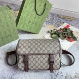 Gucci Classic GG Ribbon Canvas Splice Leather Postman Bag Single Shoulder Crossbody Bag Size: 27x20x10CM
