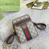 Gucci Classic Logo Striped Ribbon Shoulder Cross Bag Phone Bag Size: 14.5x18x6CM