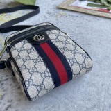 Gucci Classic Logo Striped Ribbon Shoulder Cross Bag Phone Bag Size: 14.5x18x6CM
