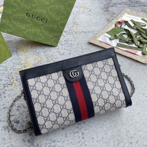 Gucci Retro Logo Striped Ribbon Envelope Bag Crossbody Bag Size: 26x17x8CM