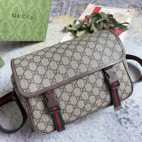 Gucci Classic GG Ribbon Canvas Splice Leather Postman Bag Single Shoulder Crossbody Bag Size: 27x20x10CM