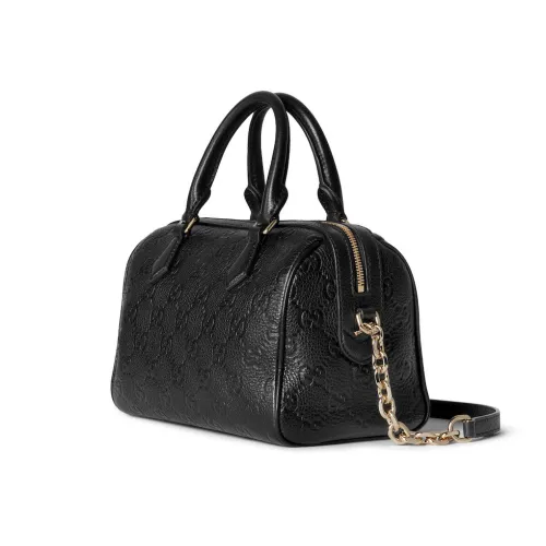 Gucci Classic GG Embossed Boston Bag Diagonal Cross Handbag Size: 25.5x16x14CM