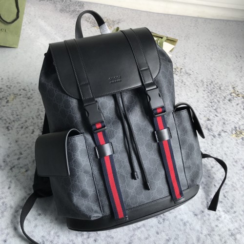Gucci Classic Logo Striped Ribbon Large Capacity Backpack Backpack Size: 34x42x16CM