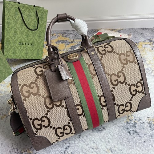 Gucci Gold Label Logo Striped Ribbon Handbag Diagonal Travel Bag Size: 44x28.5x24.5CM