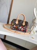 Louis Vuitton Speedy Bandouli è re 20 Flower Logo Printed Lock Bag Crossbody Bag Size: 13.5x12x20.5CM