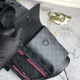 Gucci Classic Logo Striped Ribbon Large Capacity Backpack Backpack Size: 34x42x16CM