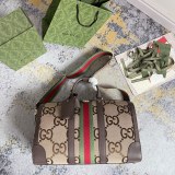 Gucci Gold Label Logo Striped Ribbon Handbag Diagonal Travel Bag Size: 44x28.5x24.5CM
