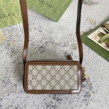 Gucci Classic Logo Canvas Collar Leather Handbag, Single Shoulder Crossbody Bag Size: 18x10x7CM