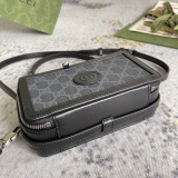 Gucci Classic Logo Canvas Collar Leather Handbag, Single Shoulder Crossbody Bag Size: 18x10x7CM