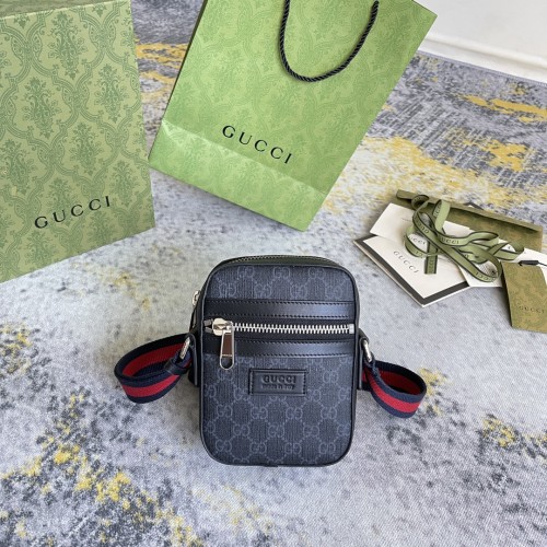 Gucci Classic Logo Striped Ribbon Postman Bag Crossbody Bag Size: 14.5x18x6CM