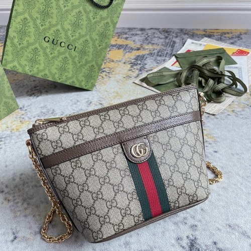 Gucci Classic Logo Canvas Collar Chain Bag Cross Shoulder Bag Size: 21x16x11CM