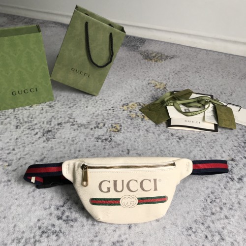 Gucci Retro Logo Printed Striped Ribbon Shoulder Cross Chest Bag Waist Bag Size: 22x13x6CM