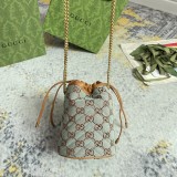 Gucci Double G Drawstring Bucket Bag Canvas Diagonal Span Bag Chain Bag Size: 14x117x13CM