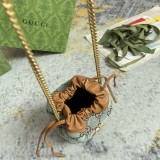 Gucci Double G Drawstring Bucket Bag Canvas Diagonal Span Bag Chain Bag Size: 14x117x13CM