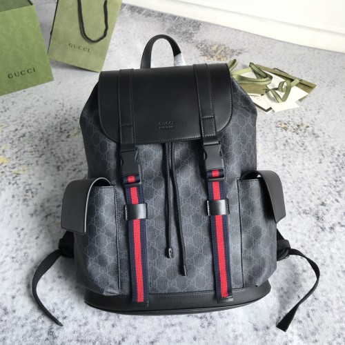 Gucci Classic Logo Striped Ribbon Large Capacity Backpack Backpack Size: 34x42x16CM