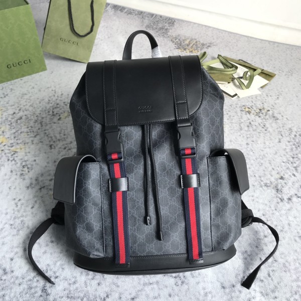 Gucci Classic Logo Striped Ribbon Large Capacity Backpack Backpack Size: 34x42x16CM