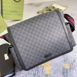 Gucci Classic Full Logo Striped Ribbon Postman Bag Single Shoulder Crossbody Bag Size: 44x28x14CM