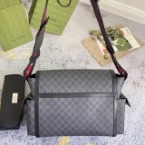 Gucci Classic Full Logo Striped Ribbon Postman Bag Single Shoulder Crossbody Bag Size: 44x28x14CM