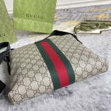 Gucci Classic Logo Striped Ribbon Postman Bag Single Shoulder Crossbody Bag Size: 27x28x4CM