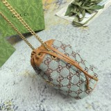 Gucci Double G Drawstring Bucket Bag Canvas Diagonal Span Bag Chain Bag Size: 14x117x13CM