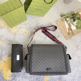 Gucci Classic Full Logo Striped Ribbon Postman Bag Single Shoulder Crossbody Bag Size: 44x28x14CM