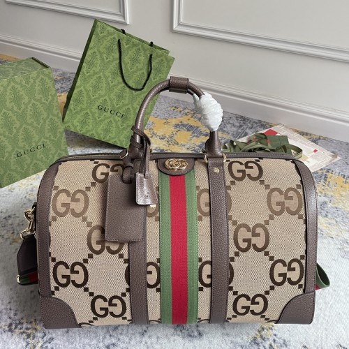 Gucci Gold Label Logo Striped Ribbon Handbag Diagonal Travel Bag Size: 44x28.5x24.5CM