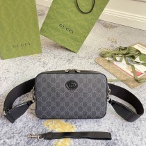 Gucci Classic Logo Printed Handbag Postman Bag Crossbody Bag Size: 23.5x16x4.5CM