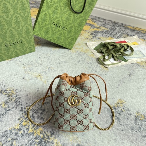 Gucci Double G Drawstring Bucket Bag Canvas Diagonal Span Bag Chain Bag Size: 14x117x13CM