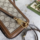 Gucci Classic Logo Canvas Collar Leather Handbag, Single Shoulder Crossbody Bag Size: 18x10x7CM