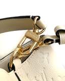 Logo Embossed Drawstring Cowhide Bucket Bag Single Shoulder Crossbody Bag Size: 26x26x17.5CM