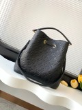 Logo Embossed Drawstring Cowhide Bucket Bag Single Shoulder Crossbody Bag Size: 26x26x17.5CM
