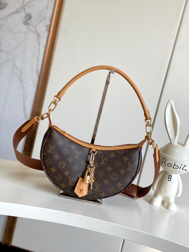 Louis Vuitton Classic Loop Hobo Half Moon Underarm Bag Crossbody Bag Size: 22x9x33CM