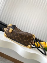 Louis Vuitton Classic Logo Lock Slim Trunk Handbag Chain Crossbody Bag Size: 23x12x4cm