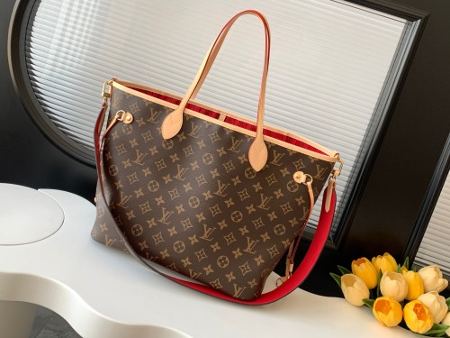 Louis Vuitton Fashion Neverfull Bandouli è re Inside Out Tote Bag Shopping Bag Size: 28x14x31CM