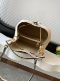 Logo Embossed Drawstring Cowhide Bucket Bag Single Shoulder Crossbody Bag Size: 26x26x17.5CM