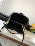 Logo Embossed Drawstring Cowhide Bucket Bag Single Shoulder Crossbody Bag Size: 26x26x17.5CM