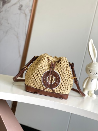 Louis Vuitton Noe Purse Straw Drawstring Bucket Bag Crossbody Bag Size: 22x24x15CM